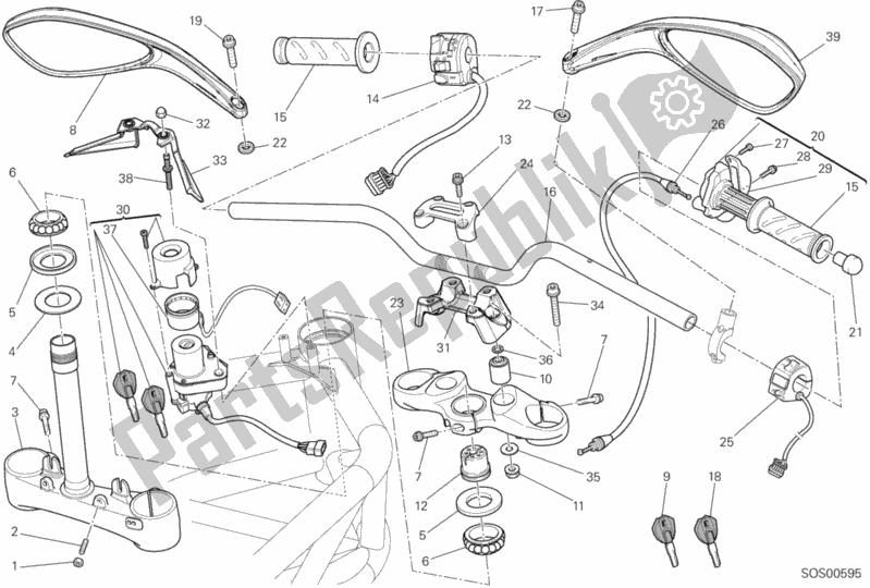 All parts for the Handlebar of the Ducati Monster 795 Thailand 2012